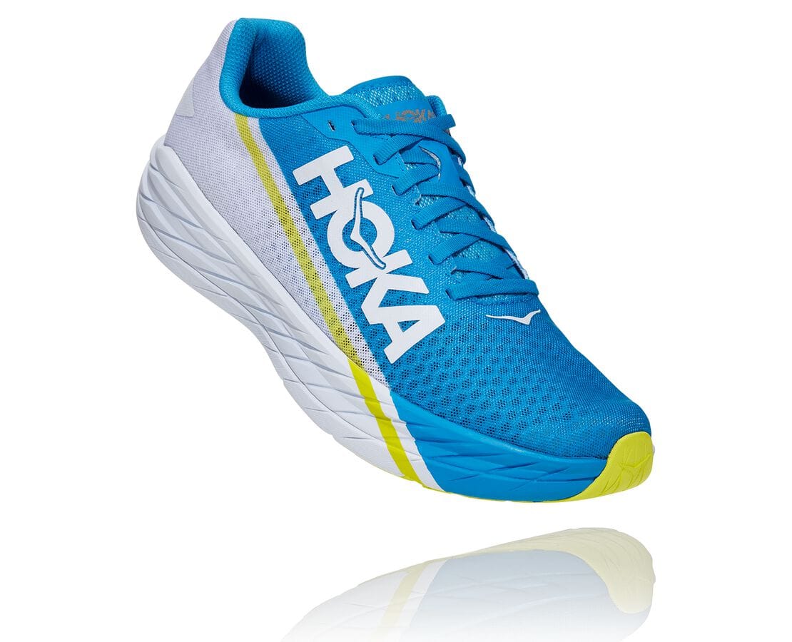 Hoka One One All Gender Rocket X Férfi Közúti Futócipők Fehér / Kék [BIQWS-0251]